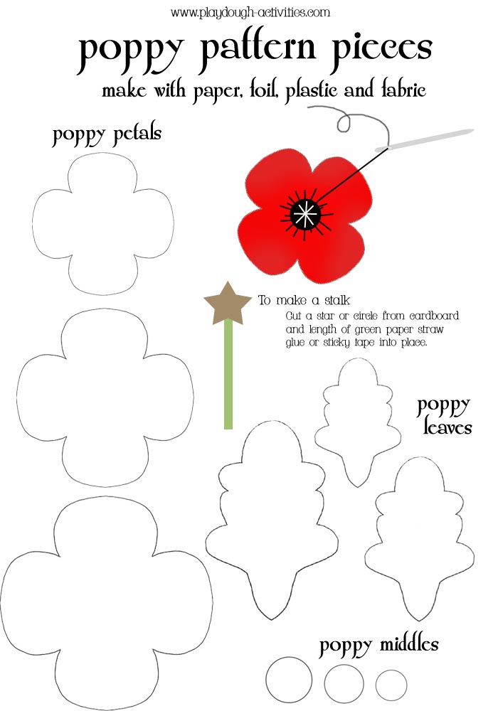 Poppy pattern printable - outline template
