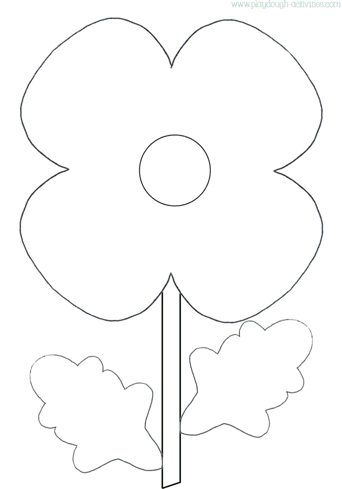 Poppy outline template colouring picture