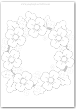 Poppy wreath outline template