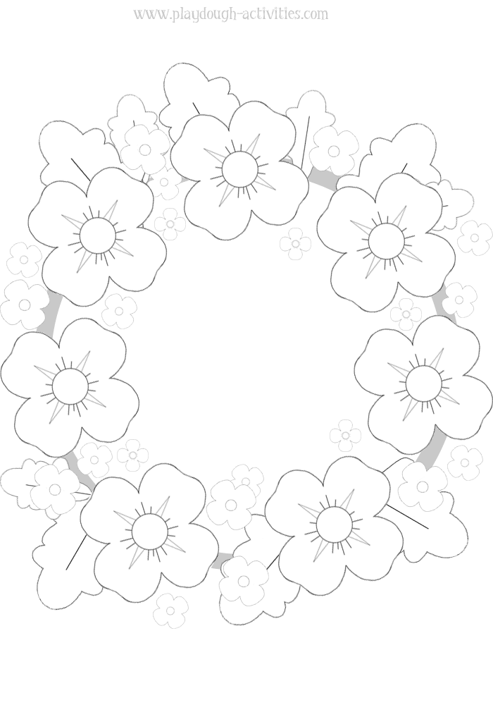 Poppy wreath outline template