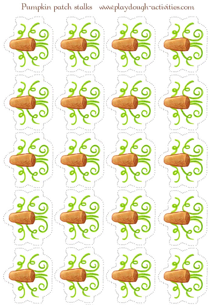 Playdough pumpkin stalks and tendrils game pieces