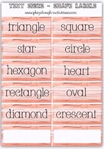 Shape word labels - playdough text signs