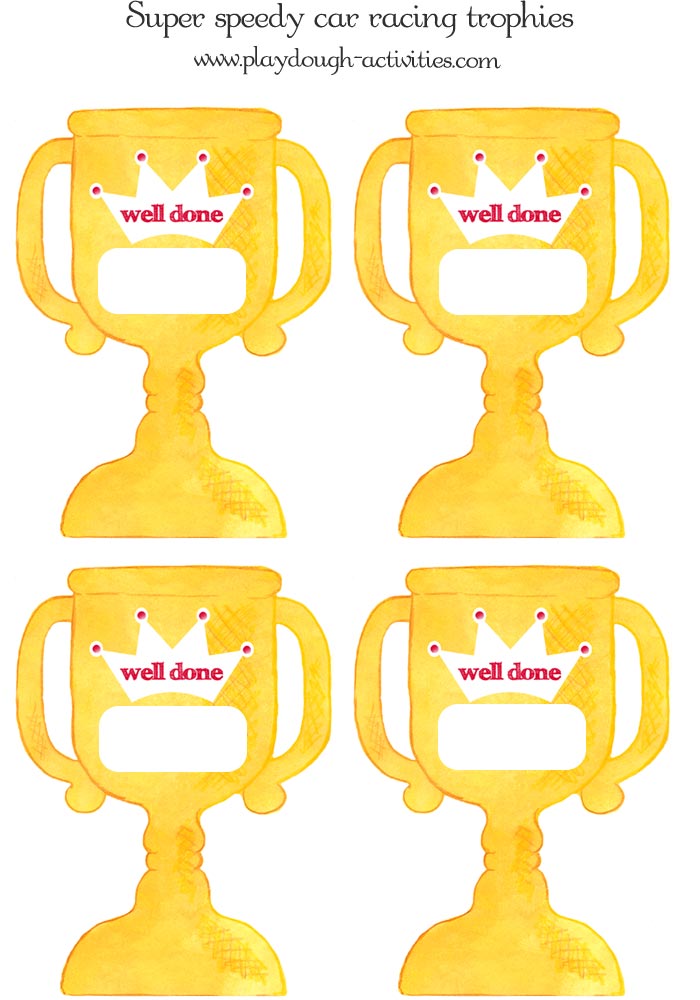 4 colour trophies for playdough name activities