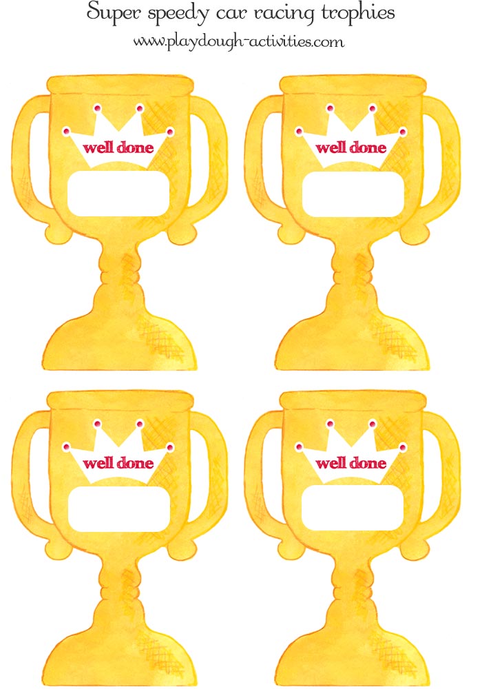 4 colour trophies for playdough name activities