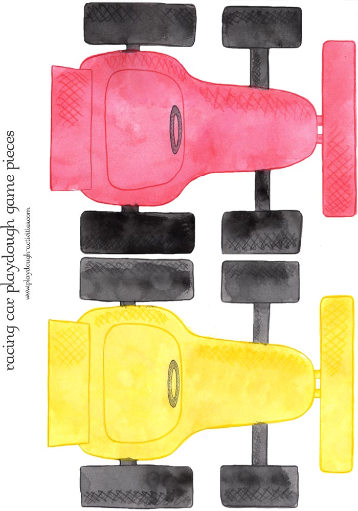red and yellow formula one racing car playdough mat printables