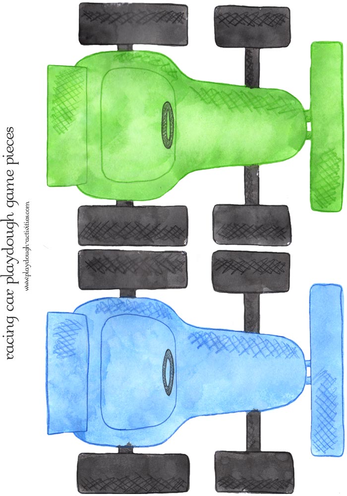 green and blue racing car playdough mat printables