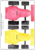 Red and yellow racing car playdough game pieces