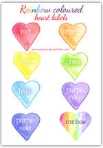 Colours of the rainbow hearts for labelling playdough activities