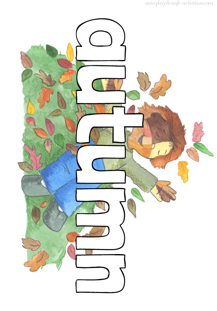 Autumn playdough word mat for letter formation activities