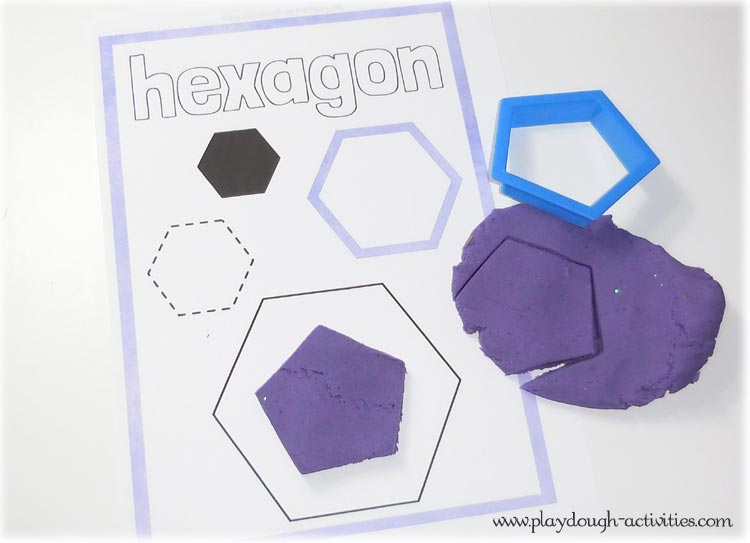 Hexagon shape activity using playdough and a laminated mat