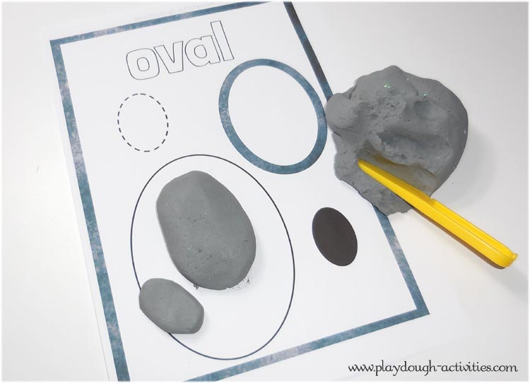 Oval shapes and playdough activities for preschool children's learning
