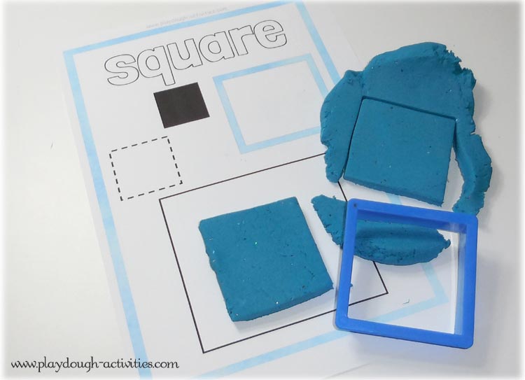 Square playdough shape mat activities