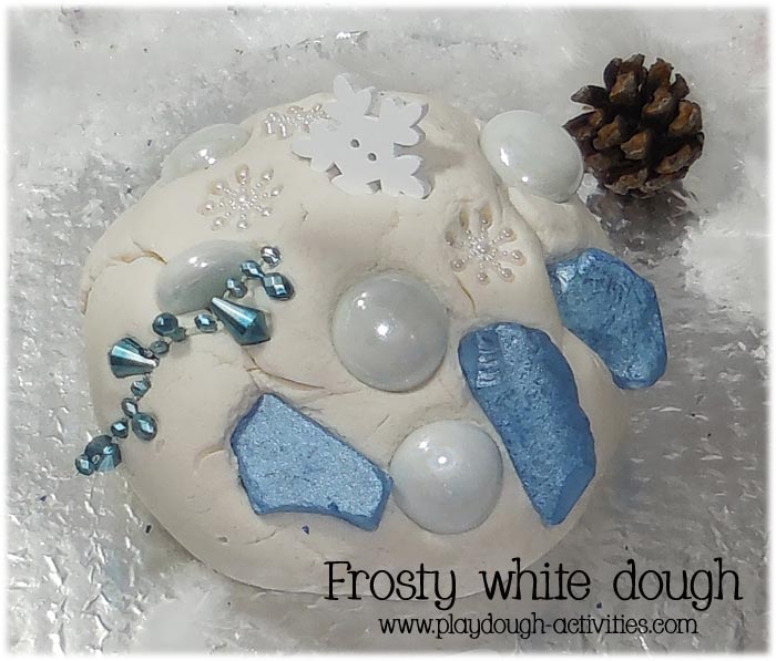 Frozen themed winter white snowflake play dough activities
