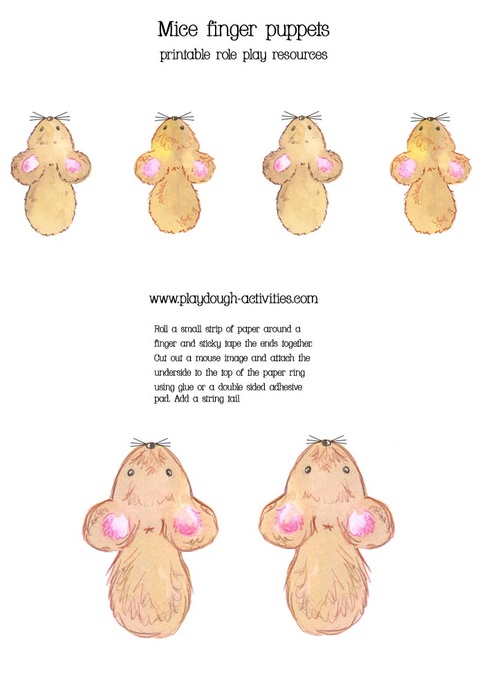 Mice finger puppet picture printable