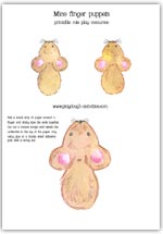 Mice finger puppet printable template pictures
