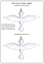 Illustrated snow goose finger puppet printable