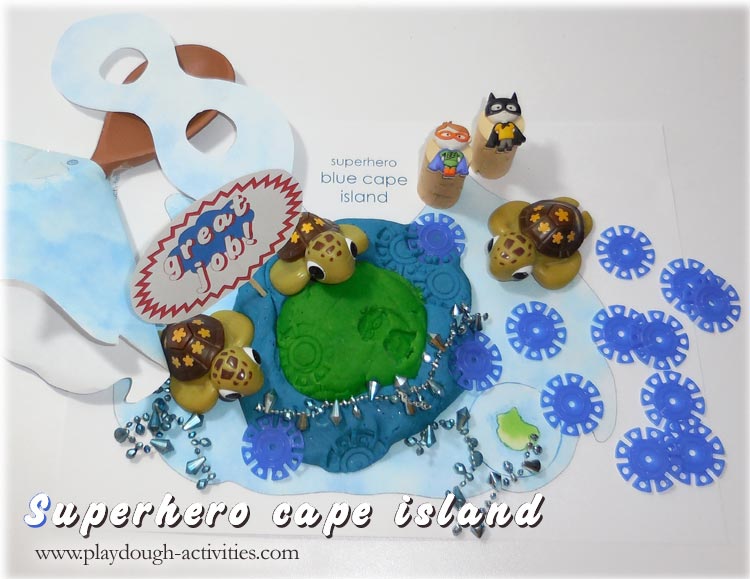 Superhero playdough - blue cape island