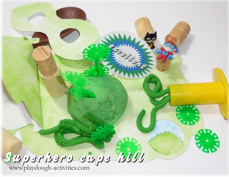 Green playdough superhero mat - cape hill rescue missions