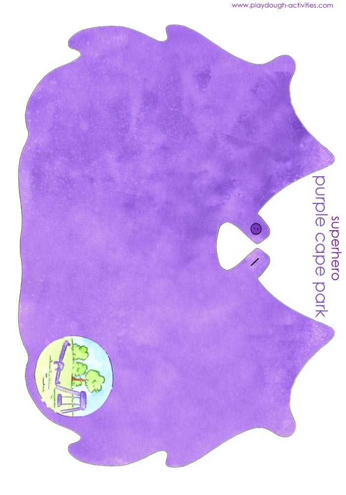 Superhero purple cape park playdough building rescue mission mat