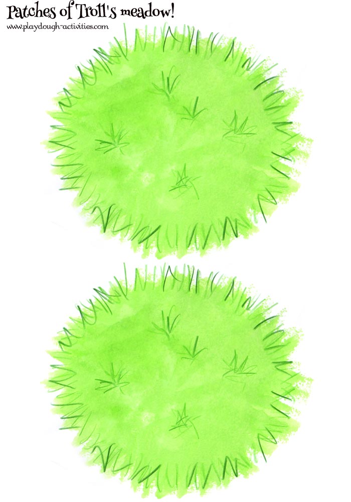 Green grass meadow patch playdough mat prointables - Billy Goat Gruff and the Troll bridge game pieces