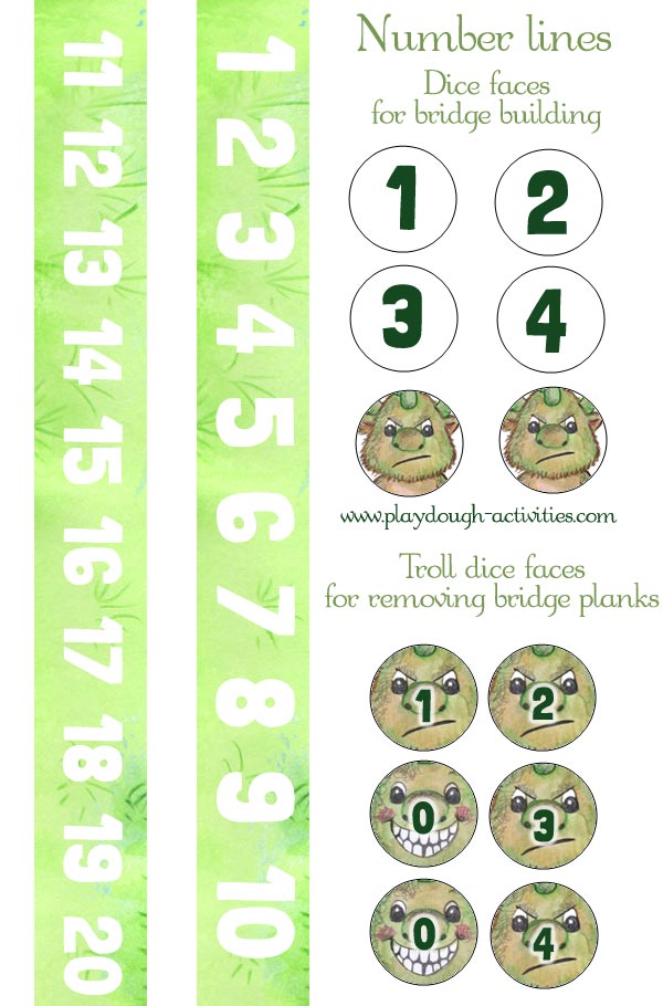 Number lines and dice face printable