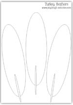Large turkey feather outline templates - colouring picture