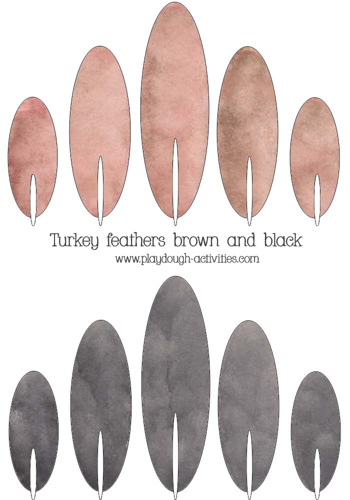 Brown and black coloured array of turkey feather templates