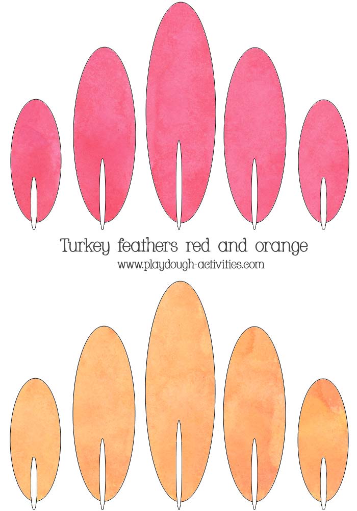 Red and orange coloured array of turkey feather templates