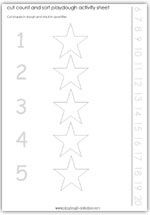 Cut and count playdough stars on a laminated activity sheet