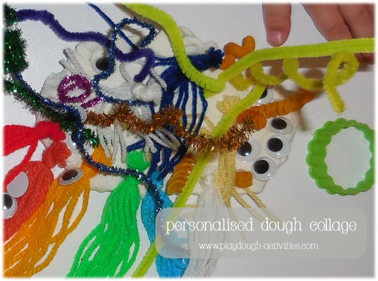 unique sculptures using playdough and collage materials