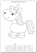 Unicorn outline template colouring picture