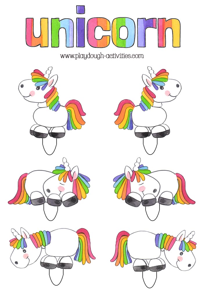 Unicorn playdough clipart role play pictures