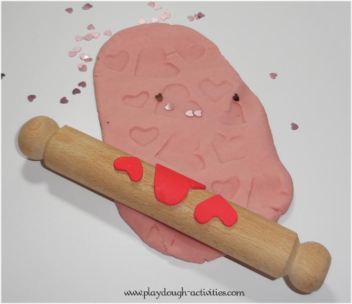handmake heart embossing playdough rolling pins