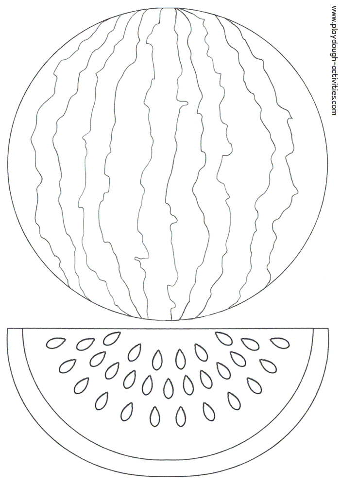 Watermelon slice outline template colouring picture playdough mat