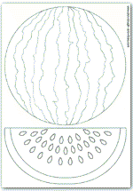 Watermelon and slice outline template