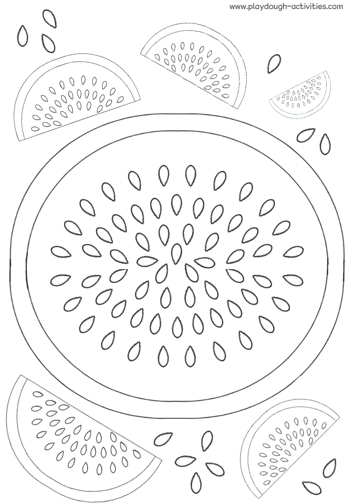 Watermelon slices colouring picture