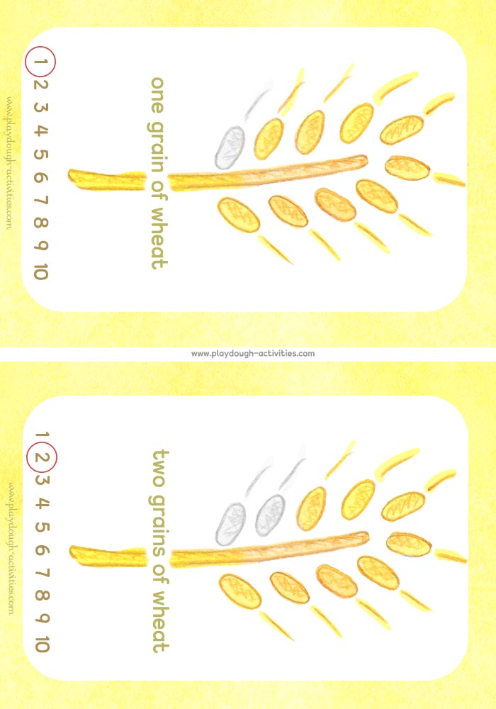 Number cards 1-2 preschool counting playdough activity