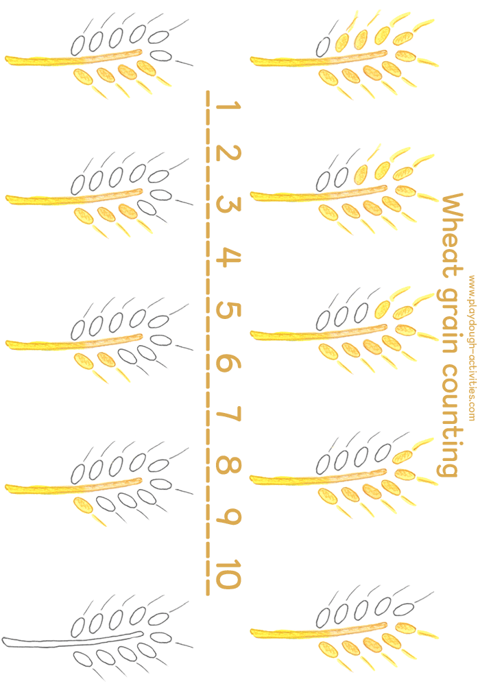 Playdough mat activity sheet - wheat grain counting