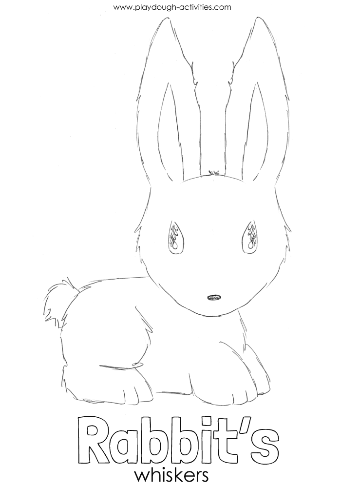 Rabbit outline template playdough mat