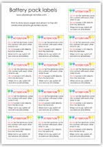 Print a set of Attention battery pack labels to keep everyone informed of safety