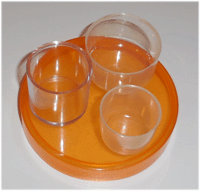 plastic, lids,pots and tubs used as insulation cores