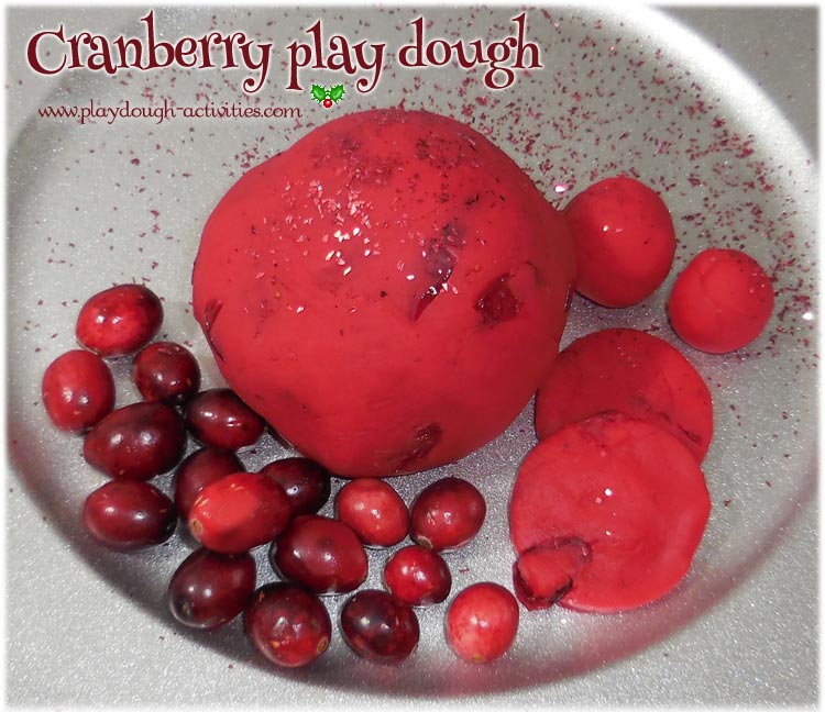 Cranberries in playdough recipe for children's sensory learning