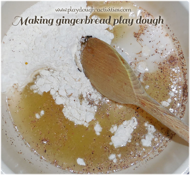 Recipe ingredients to make gingerbread playdough