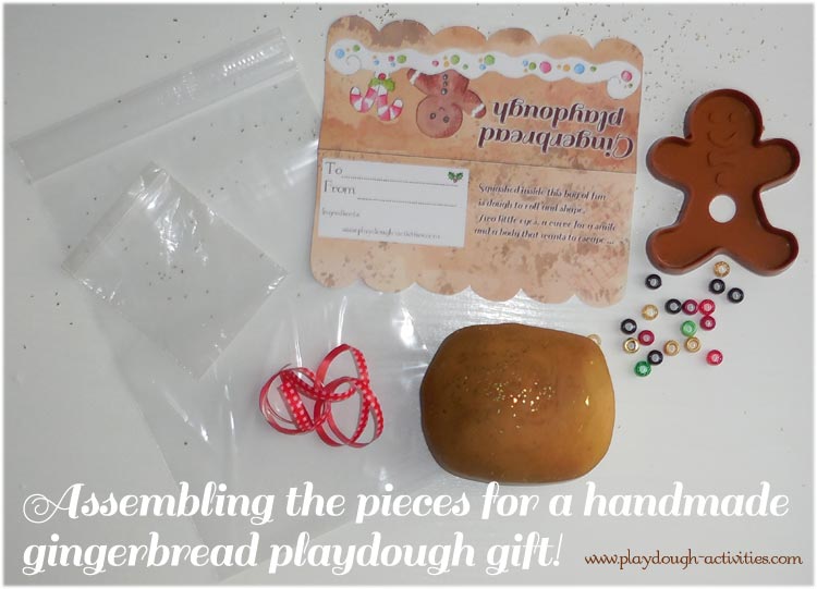 resouces fora handmade gingerbread playdough gift bagh