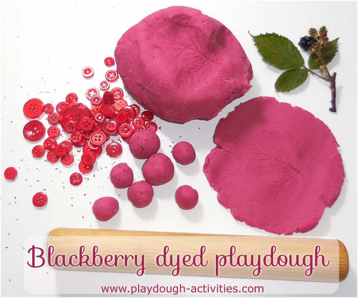 Blackberry playdough recipe and activity ideas for preschool children's indoors and outside play