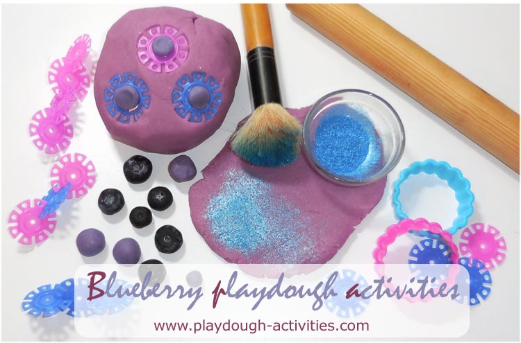 Blueberry playdough activities for preschool children, nursery and kindergarten
