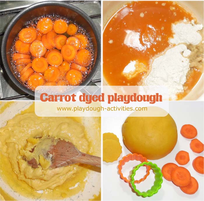 Make yellow playdough with pureed carrot juice