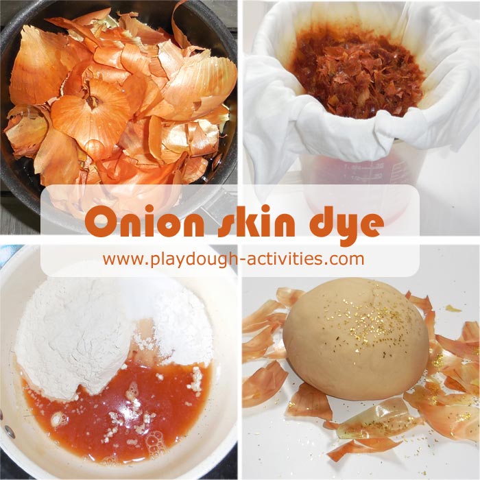 Onion skin dye recipe to colour playdough