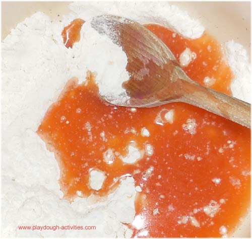 Making rosehip playdough