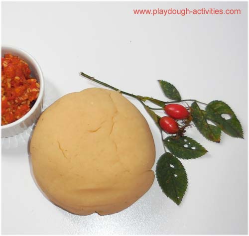 Making rosehip playdough